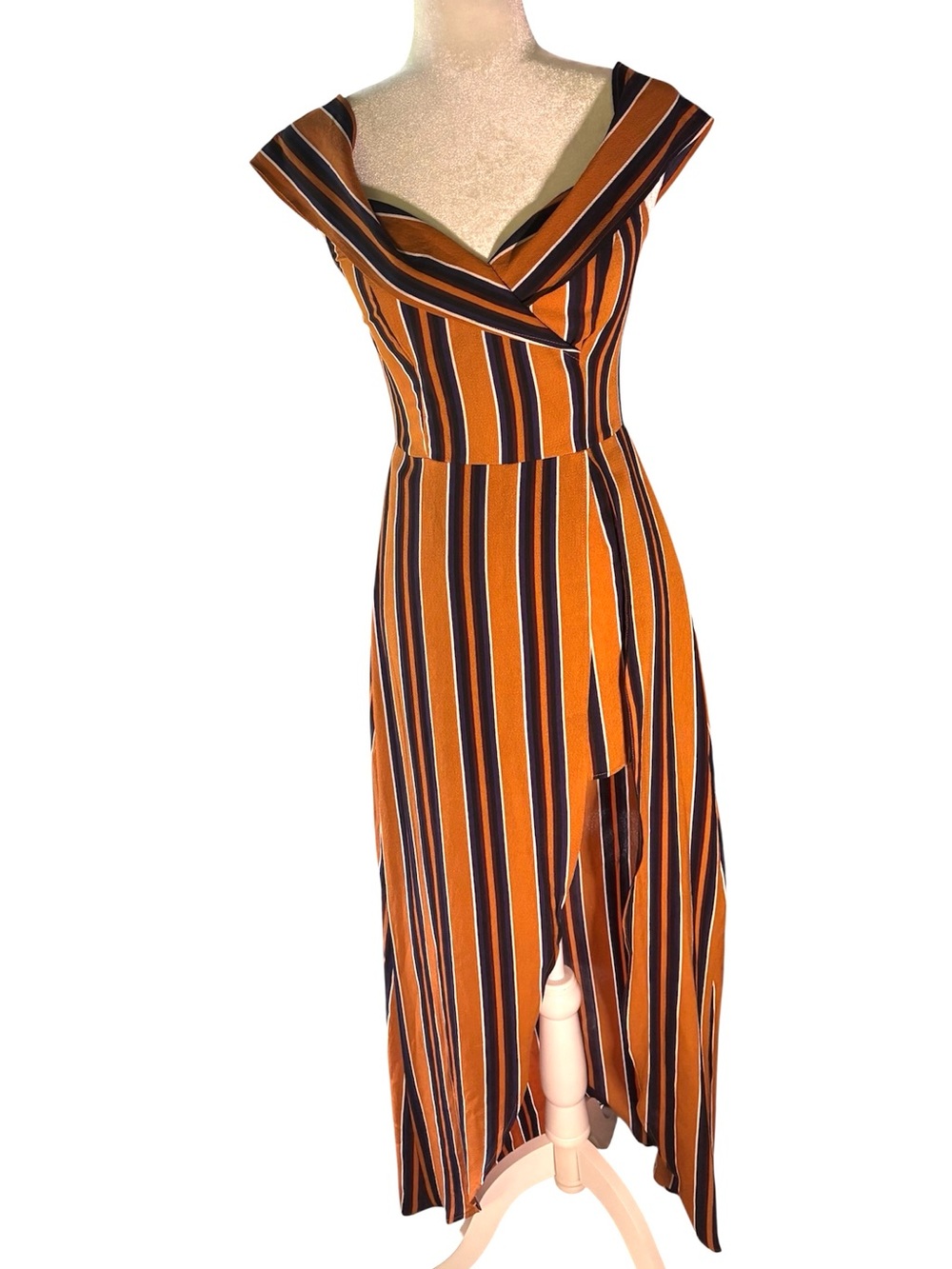 Windsor Women’s Mustard Striped Romper with Maxi Skirt | Boho Vacation Romper - Picture 5 of 16